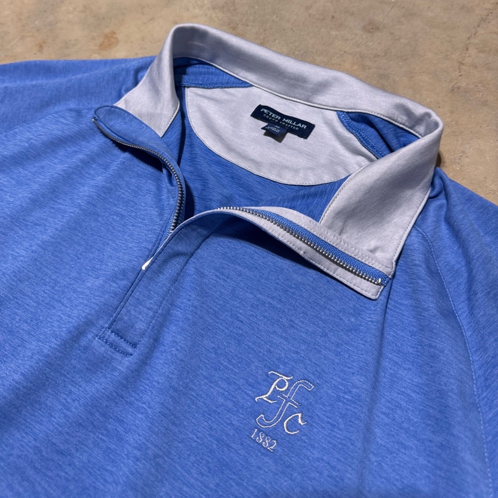 Peter Millar Size M Shirt Crown Crafted 1/4 Quarter Zip Pullover Mens Blue